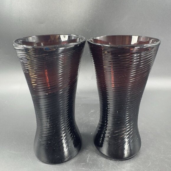 Venetian Hand Blown Art Glass Tumbler Drinking Glasses Cups Amethyst Optic Set 3 - Picture 12 of 14